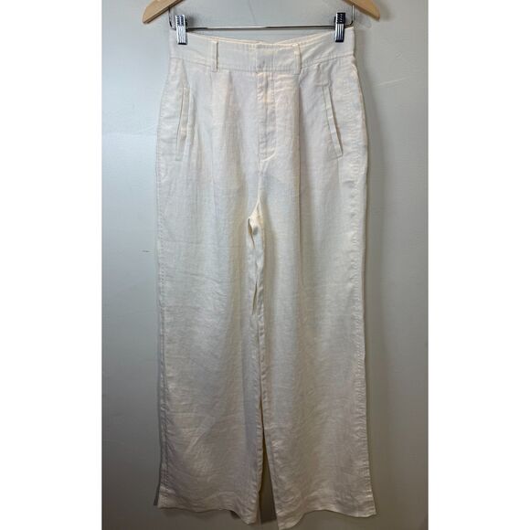 Everlane The Linen Way High Drape Pants Women’s Size 0 Bone Lightweight Casual - Picture 5 of 7